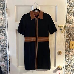STAUD Black and Brown Mini Dress Sleek Silhouette